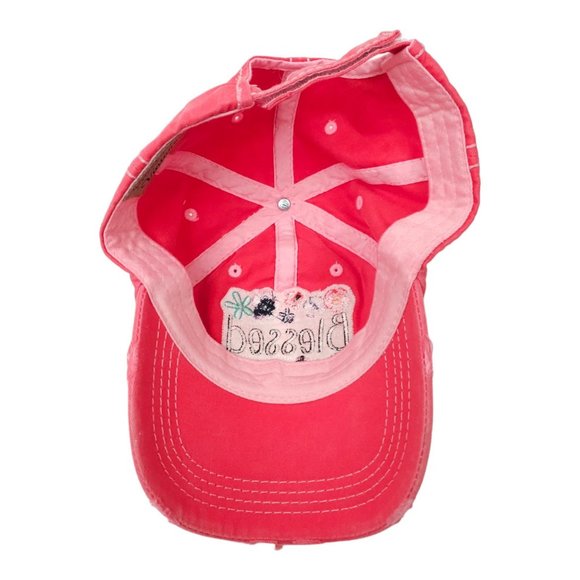 Kbethos Vintage Style Patch Floral Blessed Distressed Strapback Cap Baseball Hat - Picture 5 of 13